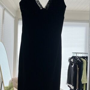 Cache Black Sheath Dress V-Neck Sleeveless